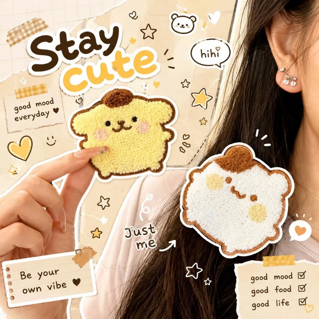Miếng Dính Tóc Pudding Dog Hamster Kawaii Giữ Tóc Mái Tóc Con Không Cần Kẹp Phụ Kiện Tóc Xinh