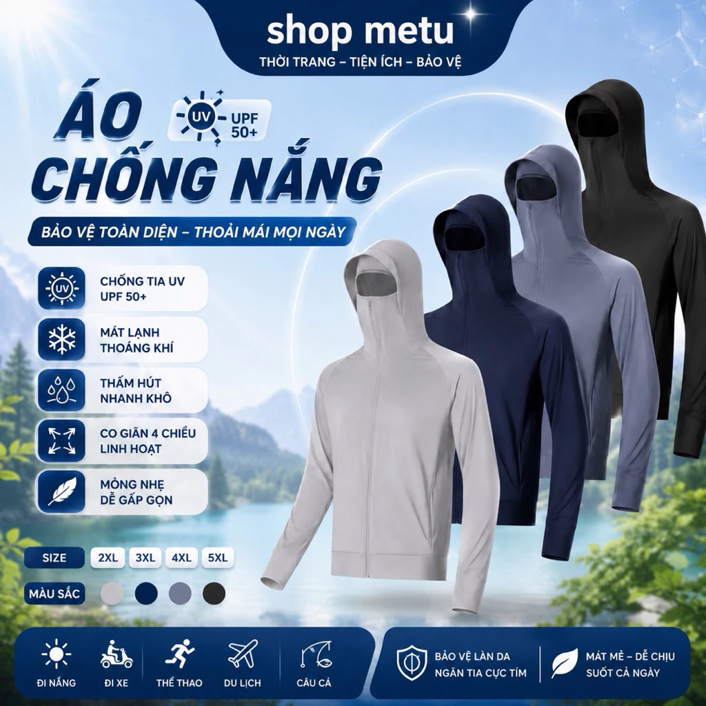 [Cao Cấp]Áo Chống Nắng Nam Nữ Thông Hơi, Có Mũ Che Chắn Chống Tia UV Thấm Hút Mồ Hôi, Mẫu Mới Mùa Hè 2026