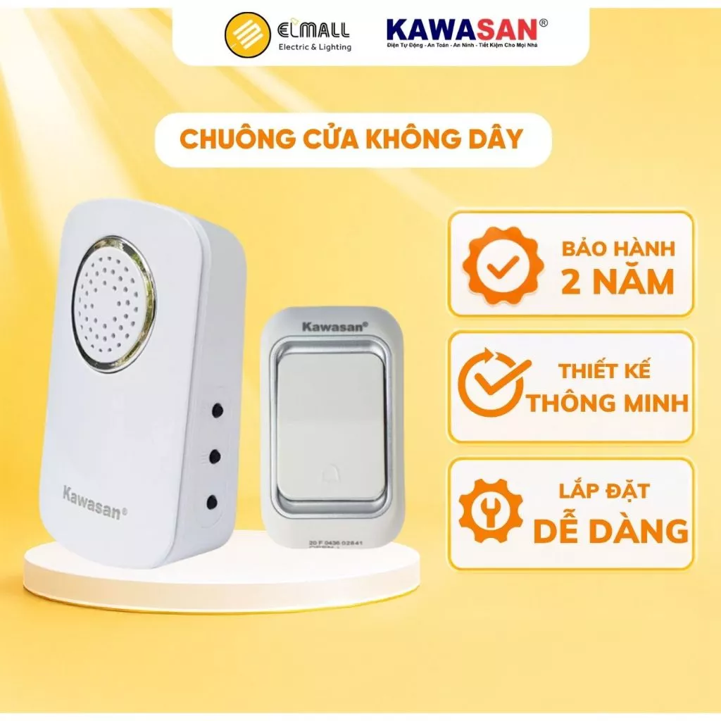 Chuông cửa không dây Kawasan DB668B phạm vi 70m xuyên tường - ELMALL