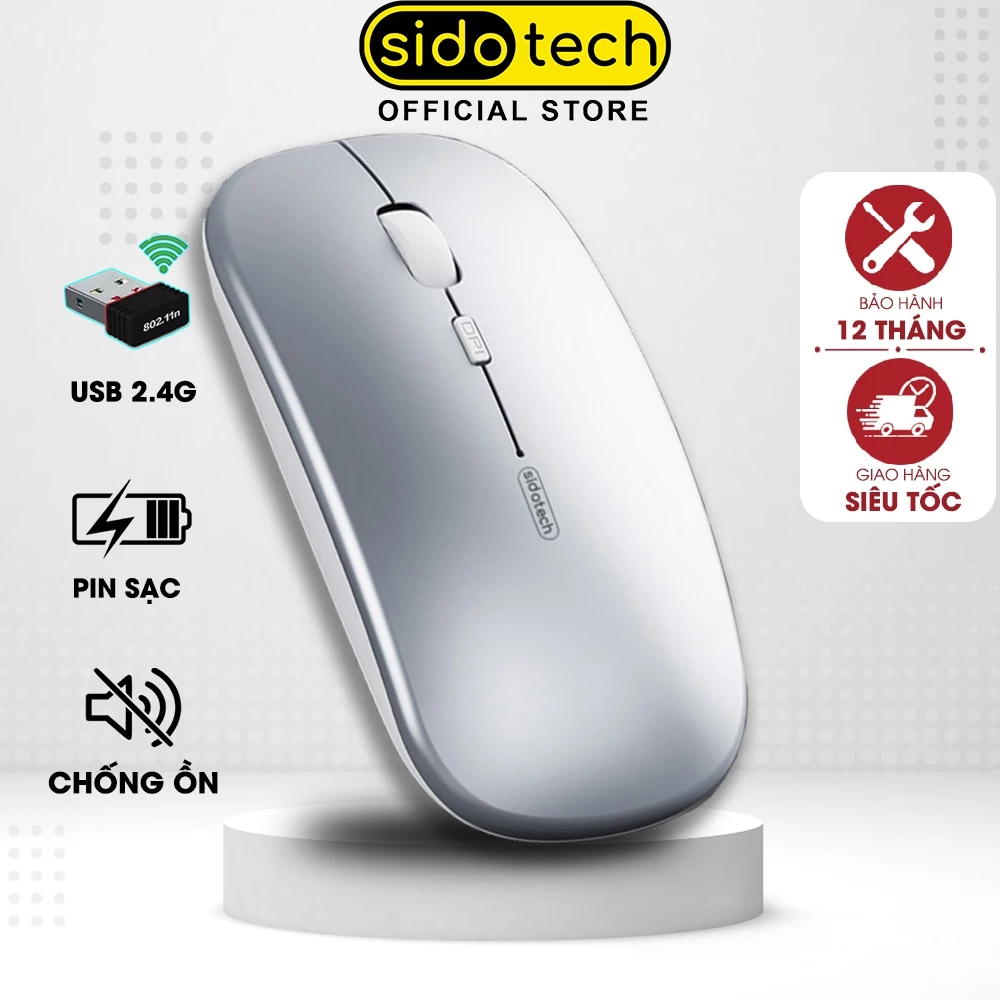 Chuột ko dây Bluetooth sạc pin silent chống ồn SIDOTECH Inphic M1P sạc 1 lần dùng 4 tuần cho Laptop táo PC Tivi