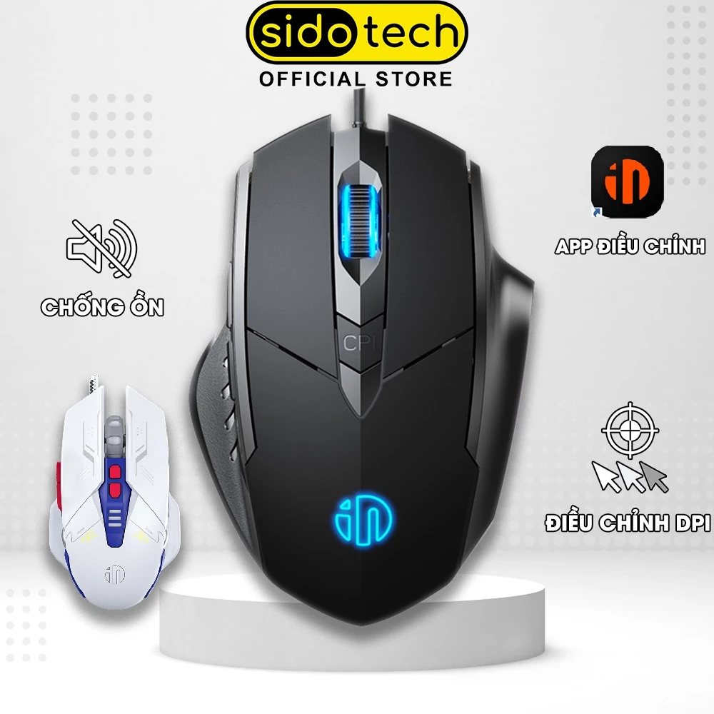 Chuột gaming chơi game máy tính SIDOTECH Inphic W1 Esport có dây silent 7200 DPI Led RBG phù hợp laptop PC vi tính