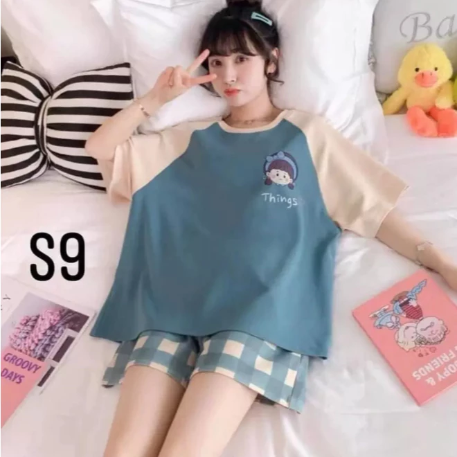 Đồ bộ nữ mặc nhà dễ thương cộc tay in hình đep DUMISA