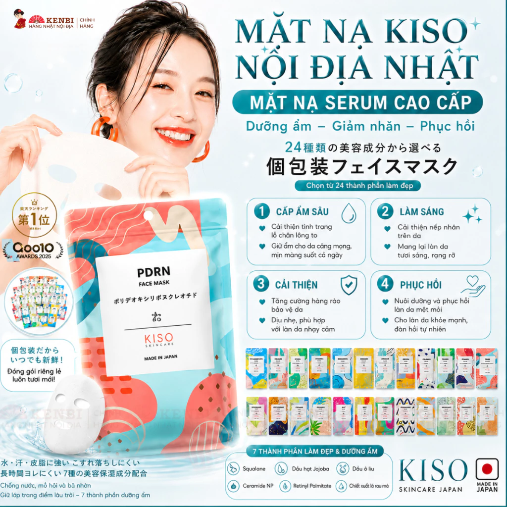 Mặt nạ KISO cao cấp Nhật Bản dành cho da Treatment công dụng 10in1