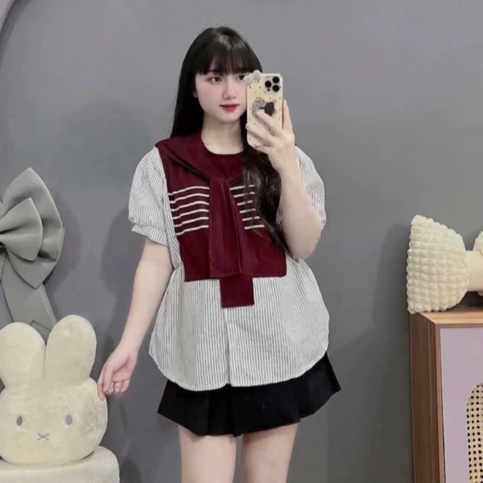 (Đủ size đến 100kg)Áo bầu Bigsize chất thô lụa phối len cực xinh