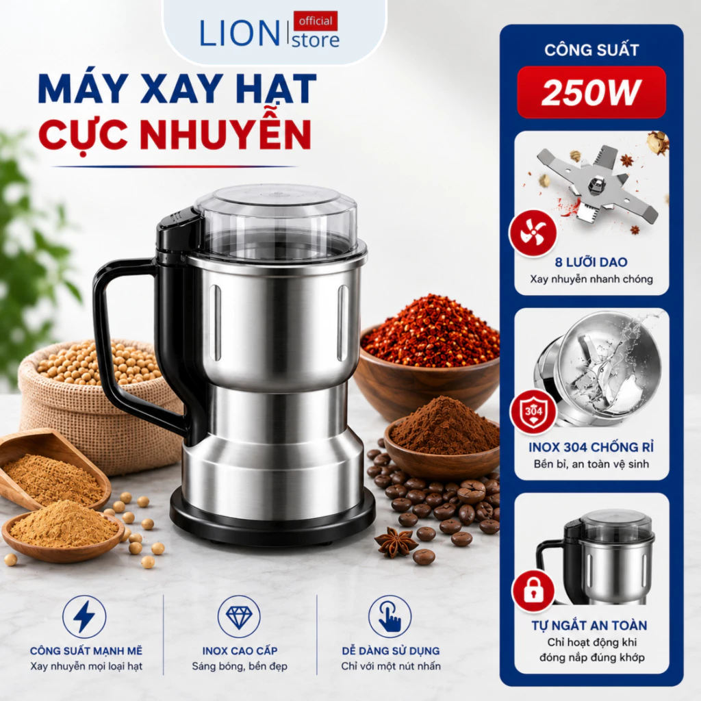 [𝐠𝐢𝐚𝐝𝐮𝐧𝐠𝐋𝐈𝐎𝐍] Máy Xay Hạt Siêu Mịn, Máy Xay Bột Ngũ Cốc, Máy Xay Đa Năng, Máy Xay Công Suất Lớn 8 Lưỡi Dao Sắc Bén