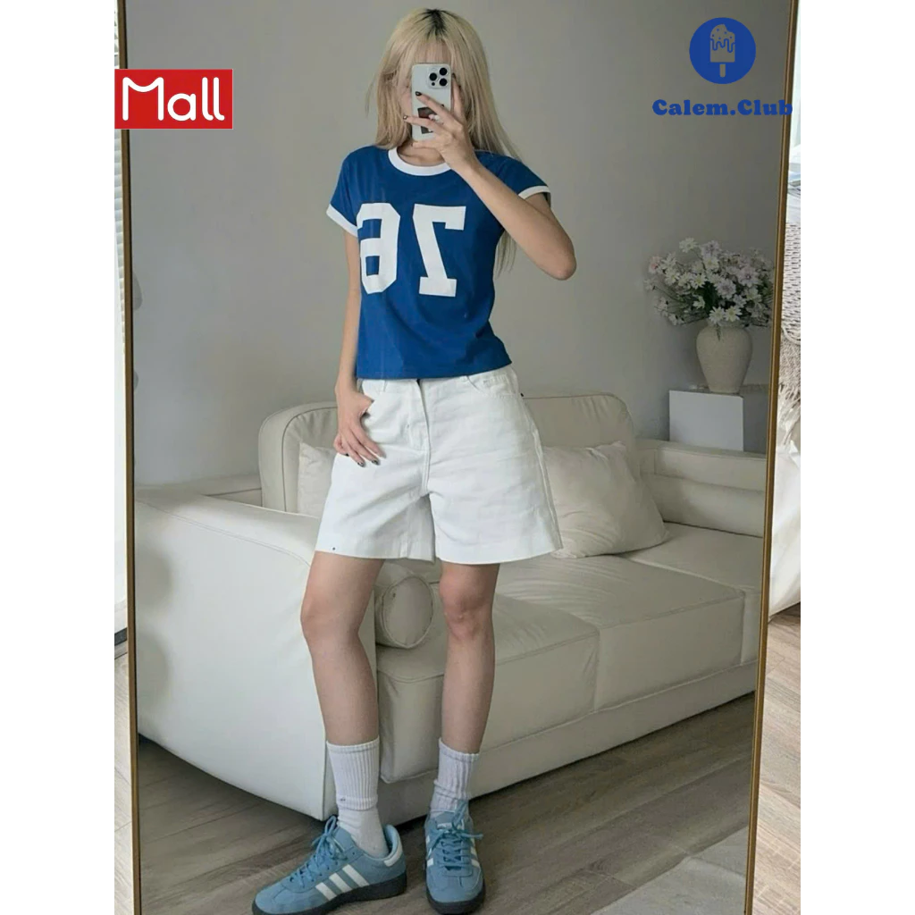 Calem.Club - Quần short lửng WAIST năng động mùa hè chất Kaki Jean quần đùi nữ dáng ngắn trên gối quần short nữ