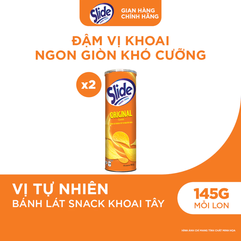 Combo 2 Bánh Lát Snack Khoai Tây Slide  Vị Tự Nhiên 145g