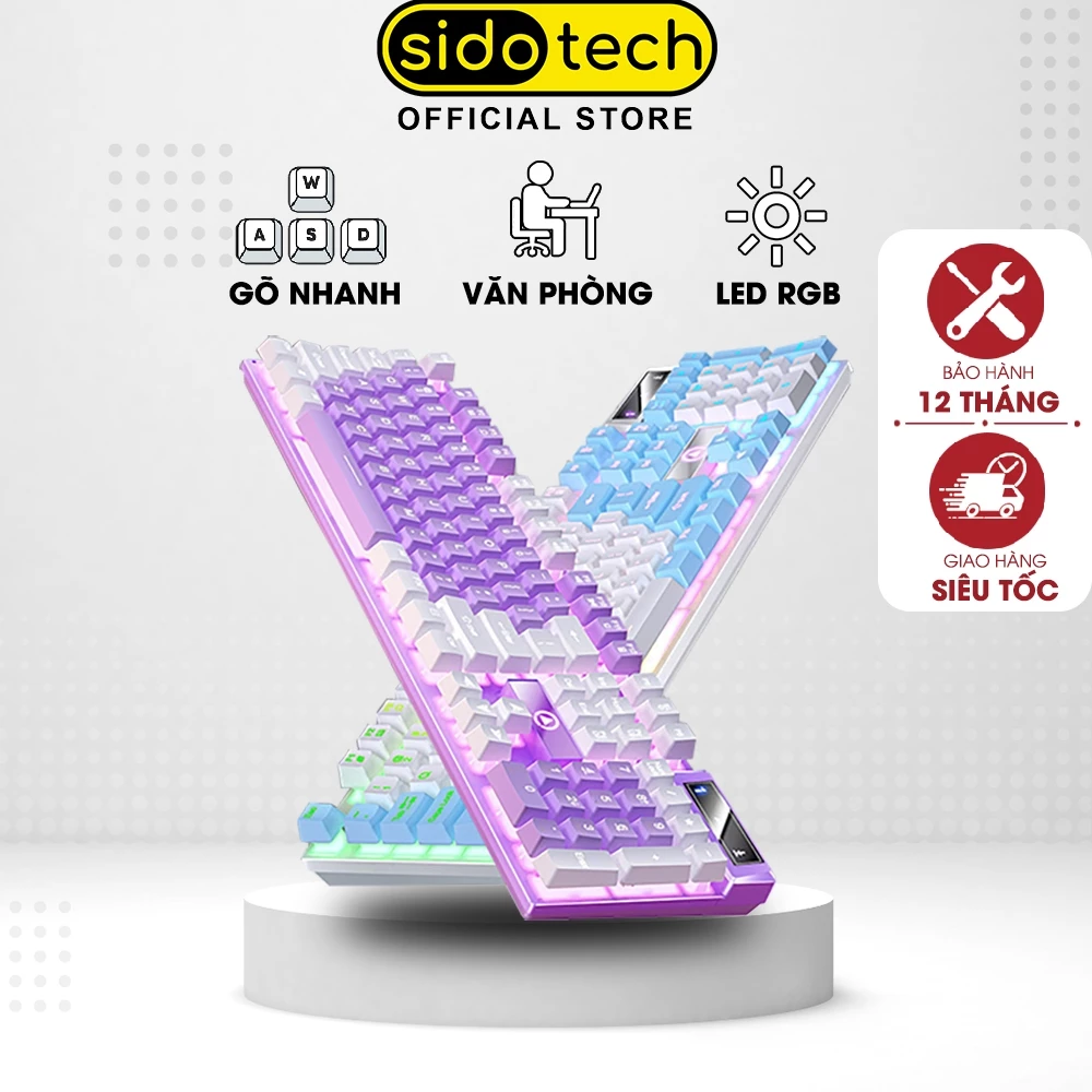 Bàn phím máy tính có dây giả cơ SIDOTECH K500 gaming led rgb màu hồng cho pc laptop chơi game văn phòng