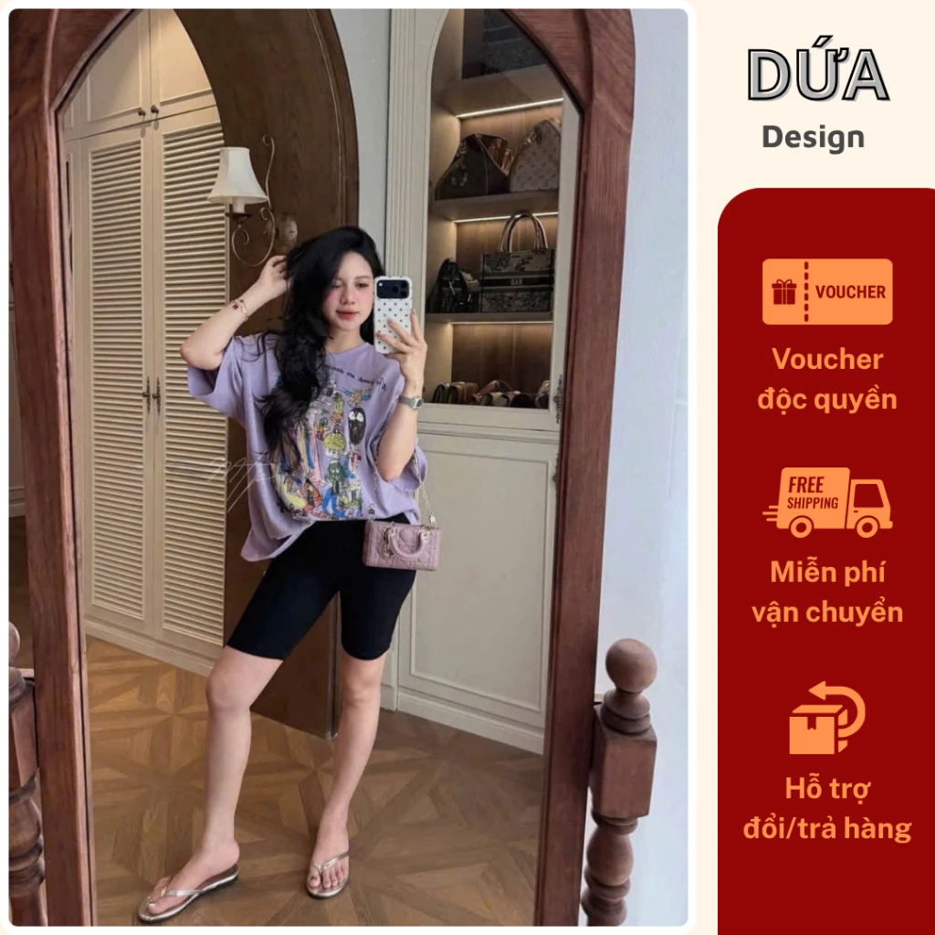 P1 Set Thun Oversize Chất Cotton Mềm Mịn Phối Quần Legging Thoáng Mát Thoải Mái