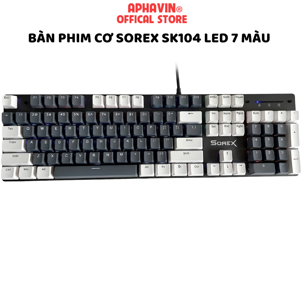 Bàn Phím Cơ Gaming SOREX SK104 / SK105 - Layout Fullsize 104 Phím, Đèn Led Cầu Vồng, Trục Cơ Siêu Bền