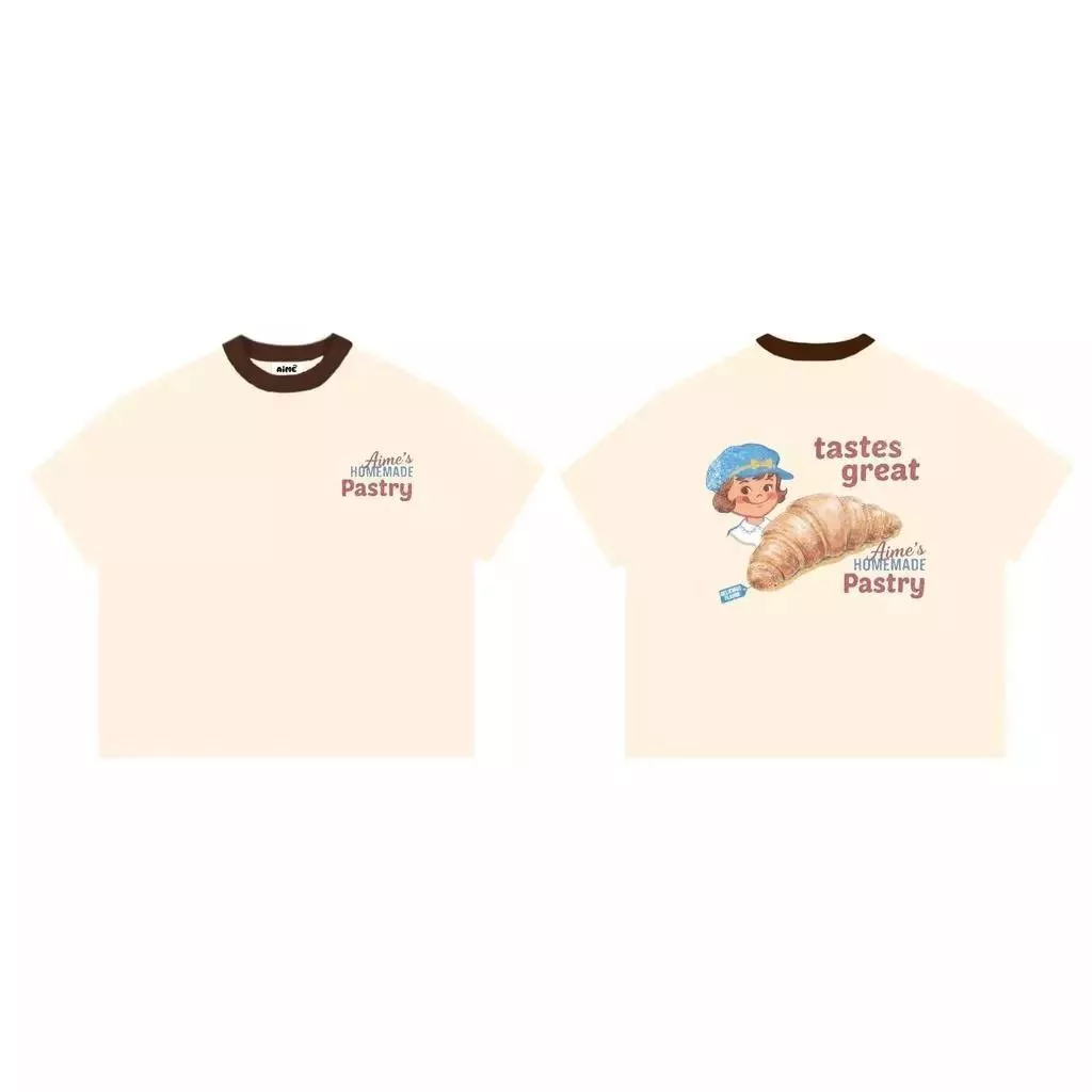 Áo Thun Tay Ngắn Cotton Form Rộng Unisex, Áo Phông Boxy Họa Tiết Bánh Mỳ Dễ Thương, Áo Nam Nữ Mặc Đẹp Style Y2K
