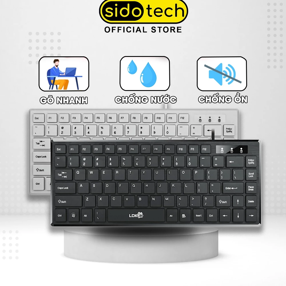 Bàn phím laptop mini SIDOTECH XKB02 có dây nhỏ gọn 82 key hành trình phím vừa phải giúp gõ văn bản nhanh tiện lợi