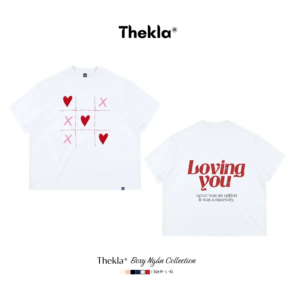 Áo Thun Form Boxy BST111 Caro Trái Tim THEKLA - Áo Phông Cotton 2 Chiều Dày Dặn Đứng Form