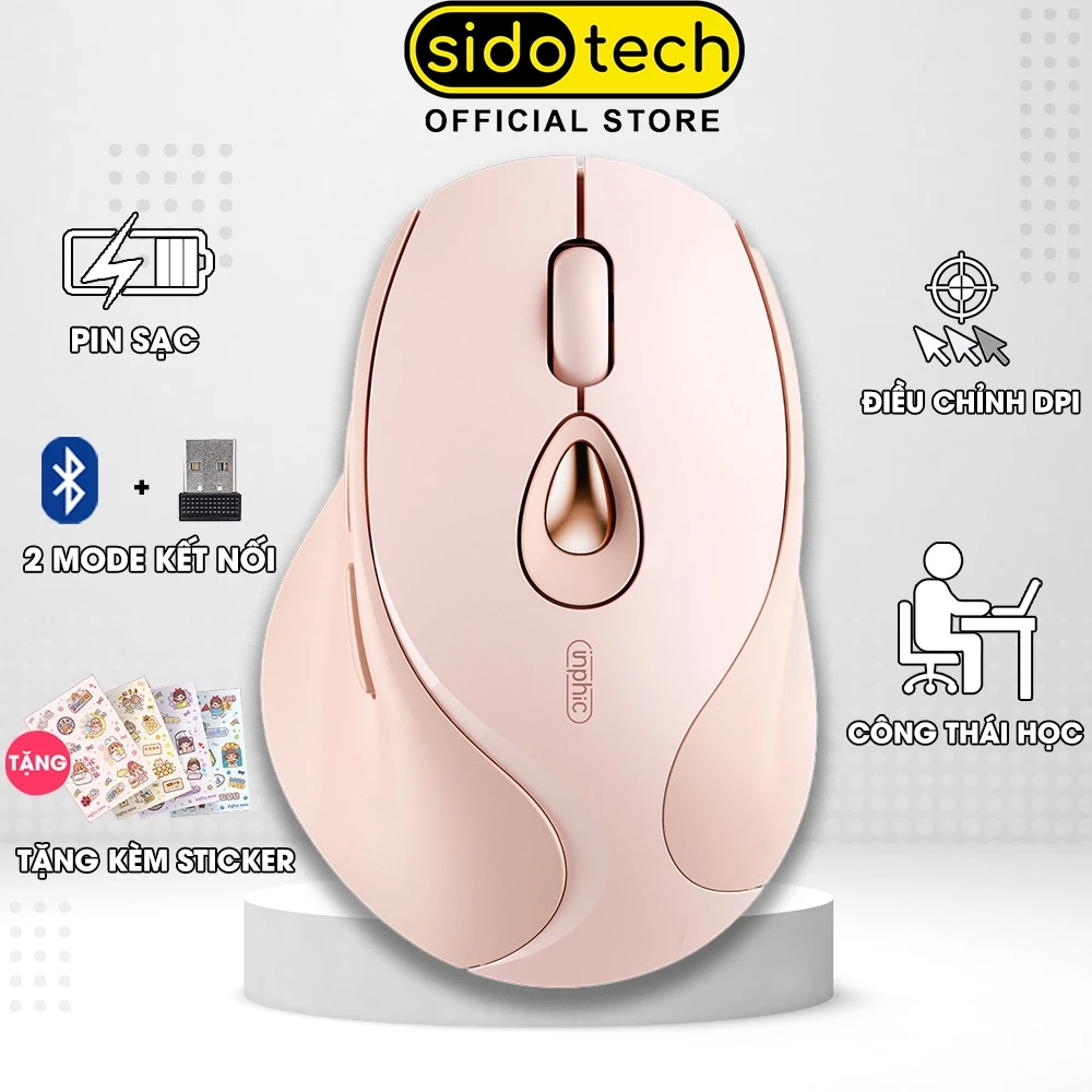 Chuột không dây bluetooth SIDOTECH DR801 cute gaming máy tính silent tắt âm pin sạc wireless pc laptop macbook ipad