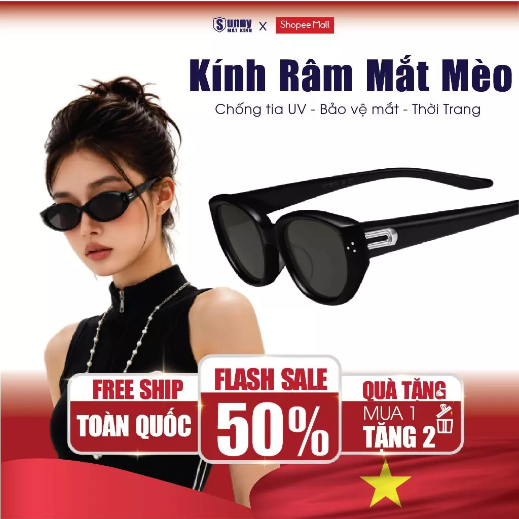 Kính Râm Mắt Mèo Chống Tia UV 400 Bảo Vệ Mắt Phụ Kiện Thời Trang Nam Nữ Đi Học Đi Làm Đi Chơi