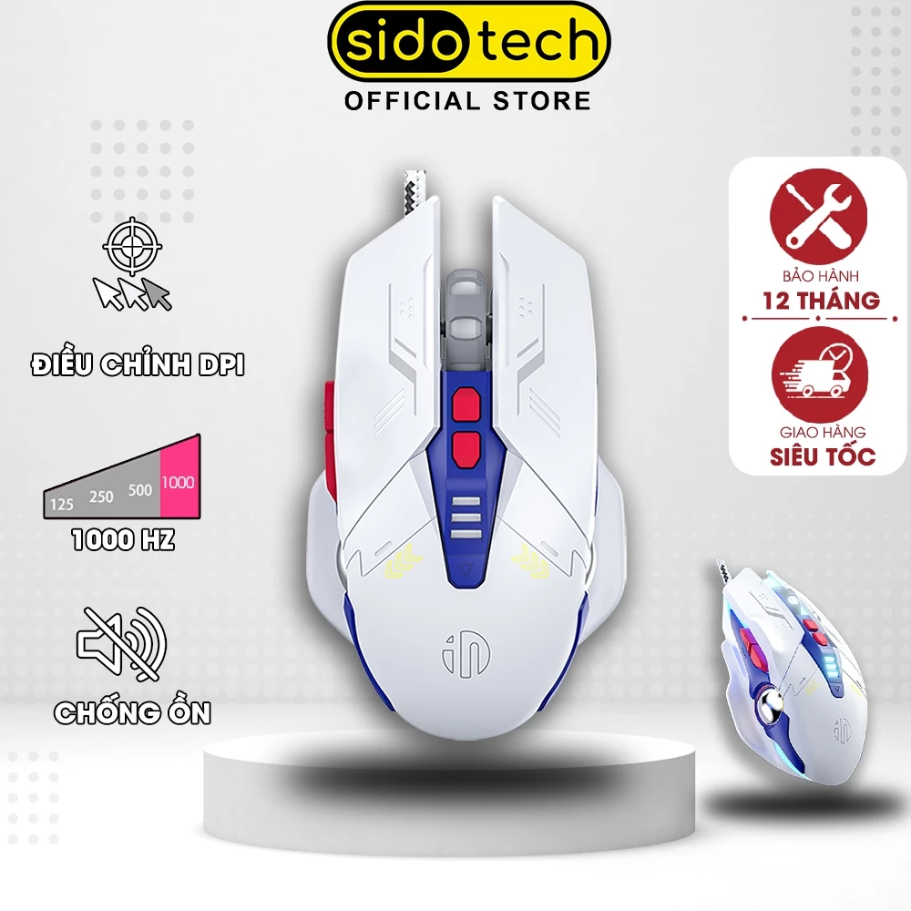 Chuột máy tính có dây SIDOTECH W9P gaming 6 nút có app điều chỉnh 12800 DPI led RGB hỗ trợ macro ghìm tâm auto click