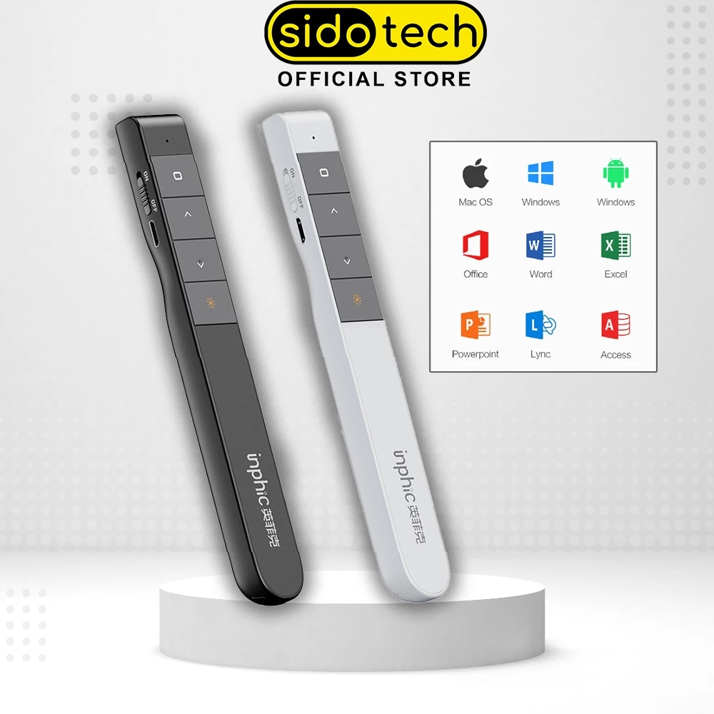 Bút Trình Chiếu Thuyết Trình Powerpoint Laser SIDOTECH Inphic L1P Chiếu Slide Điều khiển 2 Màn Hình / Pin Sạc / Xa 100m