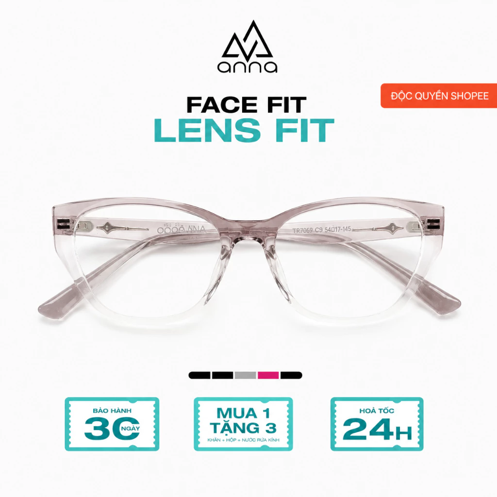 Gọng kính thời trang nữ ANNA chất liệu nhựa dáng mắt mèo cá tính trendy 27060