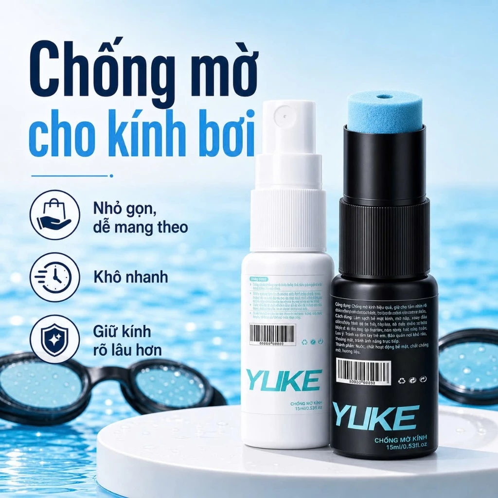 Chai chống mờ kính bơi Shiwei Ylike 15ml, chống động sương cho kính giúp tầm nhìn trong suốt khi bơi FWJ110