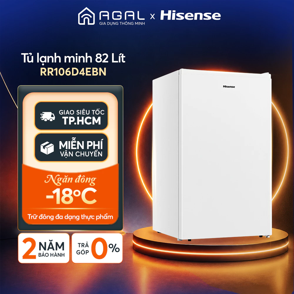 Tủ lạnh mini có ngăn đông Hisense 82 lít Tiết kiệm điện, Ngăn đá -18°C, Trả góp 0% - Bảo hành 2 năm