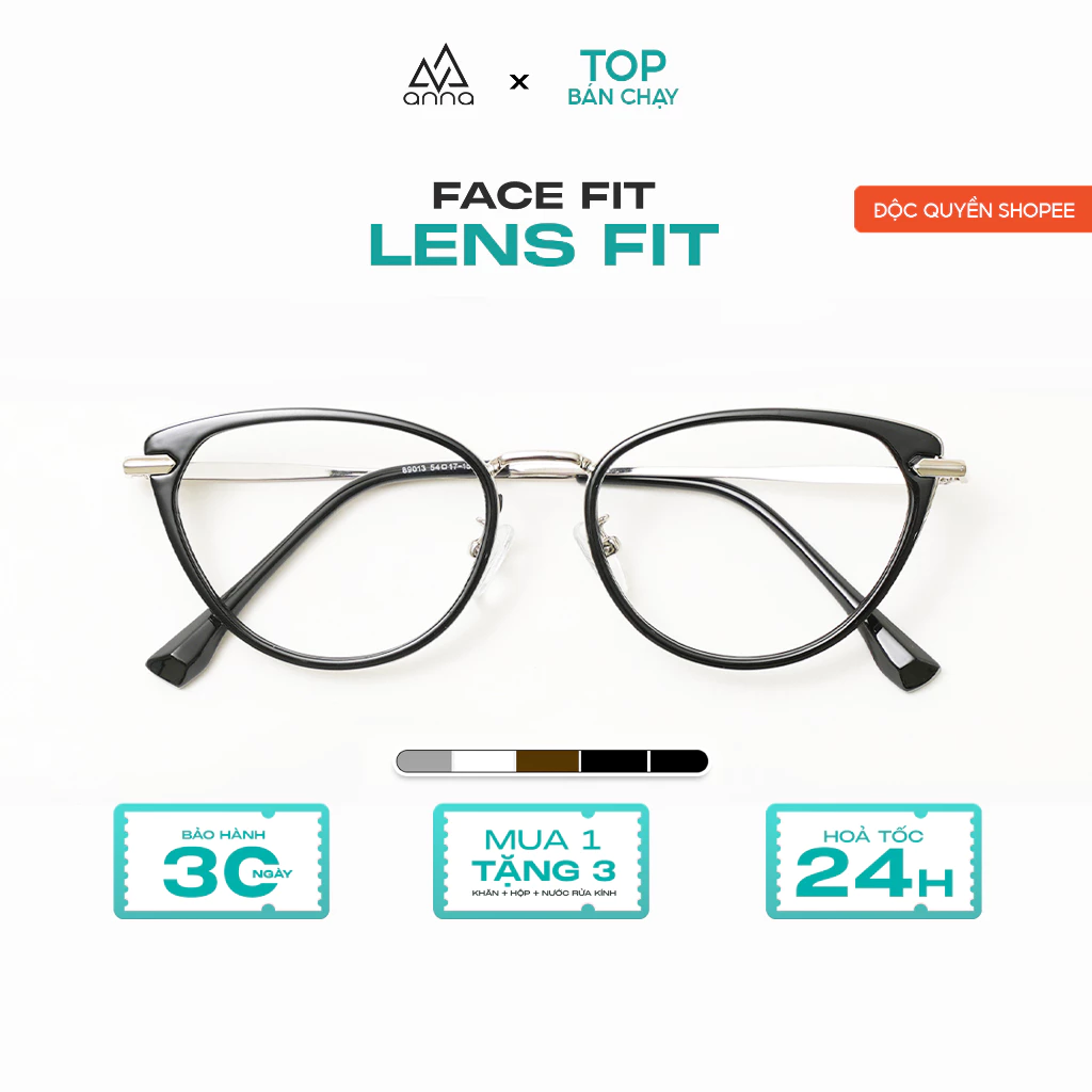 Kính mắt thời trang ANNA nữ dáng mắt mèo chất liệu kim loại cao cấp trendy OL 89013