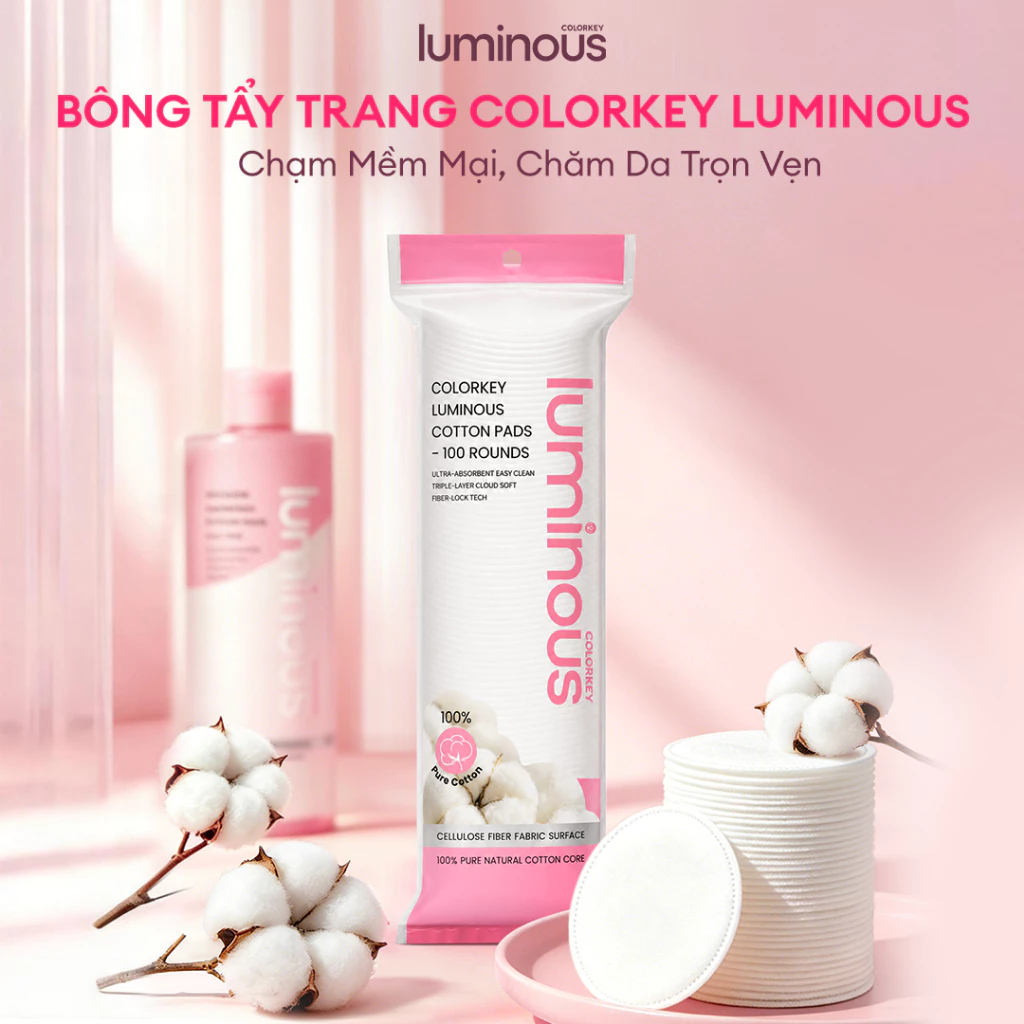 [QUÀ TẶNG - KHÔNG BÁN] Bông Tẩy Trang Colorkey Luminous 100 miếng - Mềm Mịn, Thân Thiện Với Làn Da