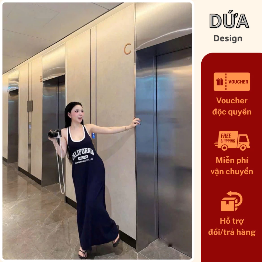 P15 Váy California Dáng Suông Chất Cotton Mềm Mịn Thoáng Mát Sang Chảnh Phù Hợp Đi Dạo Đi Biển