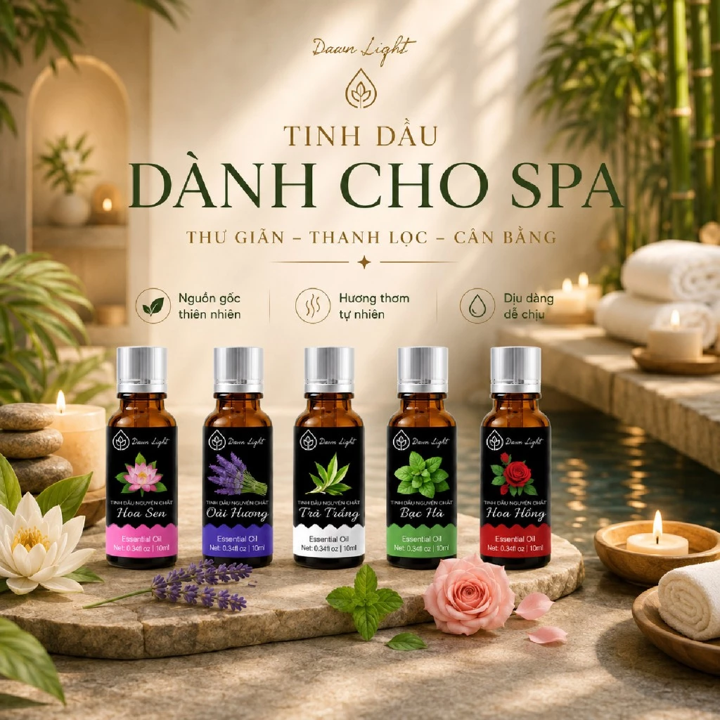 Tinh Dầu Chuyên Dùng Cho Spa 10ml Thiên Nhiên Thư Giãn Có Kiểm Nghiệm COA
