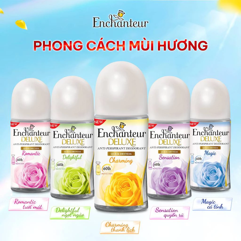 Lăn khử mùi hương nước hoa Pháp / dưỡng trắng da Enchanteur 65ml