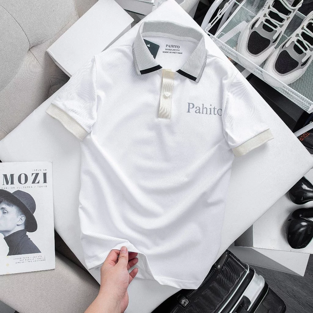 Áo Polo Nam Ngắn Tay Có Cổ Thêu Chữ Chất Cotton Thoáng Mát