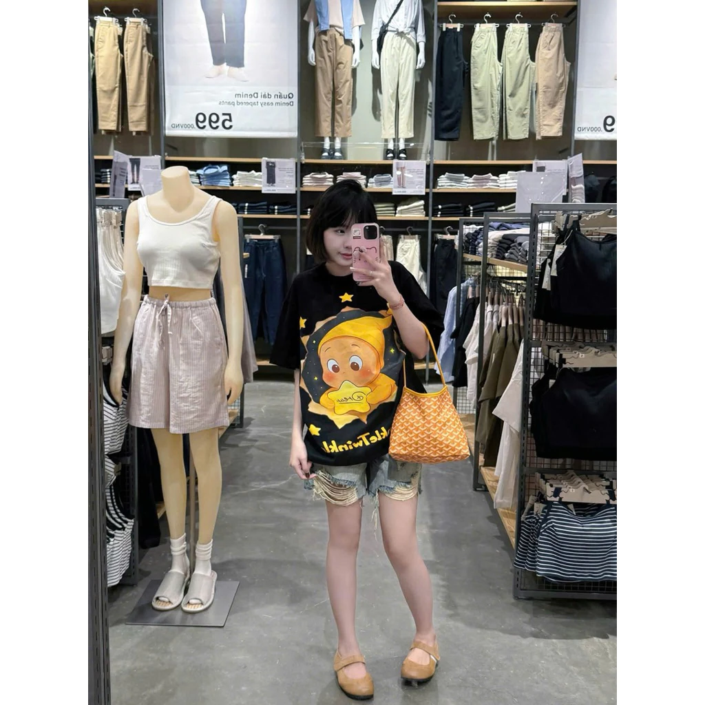 Áo Thun TWINKLE, Màu Sắc Bacsic Dễ Phối Đồ, Hàng L1 Vải Cotton 100% 2 Chiều Kèm Túi Zip