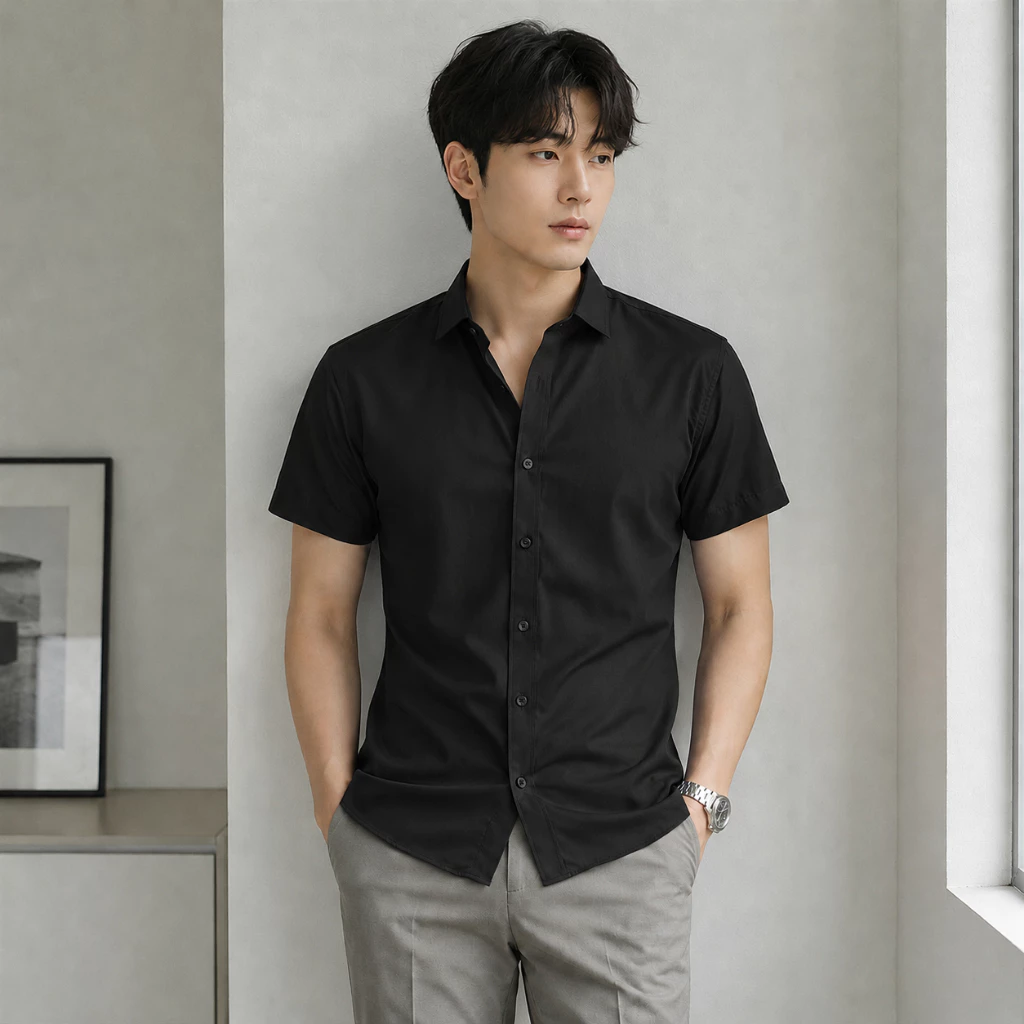 Áo sơ mi nam ngắn tay 4 màu Aru Shop vải đẹp