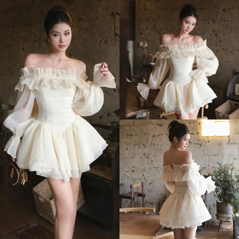 [TẶNG QUẦN/ SẴN] Váy Công Chúa Trễ Vai Tay Bồng Dáng Xòe Tiểu Thư – Đầm Body Hở Vai Sang Chảnh Đi Tiệc