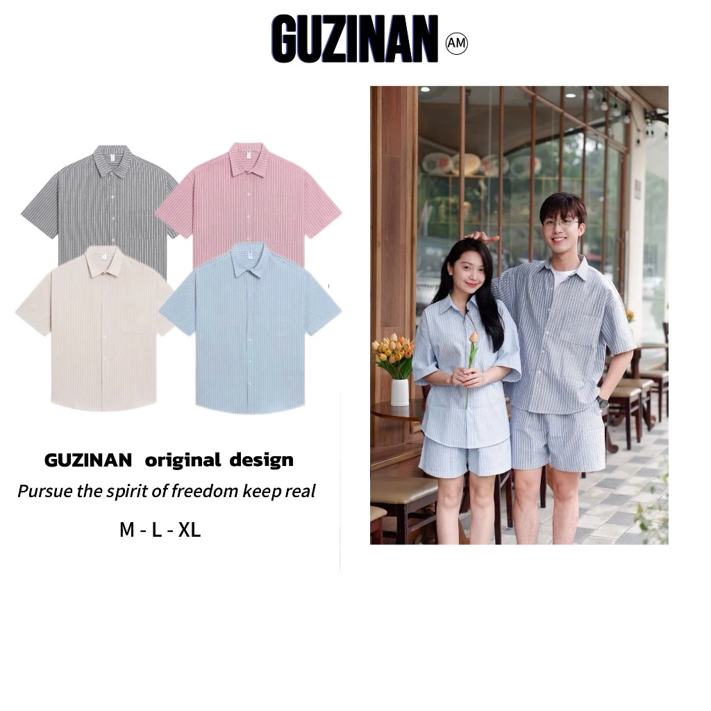 Áo Sơ Mi Kẻ Oxfost Nam Nữ Form Rộng Thoáng Mát Thấm Hút Mồ Hôi Đi Biển GUZINAN SMC31