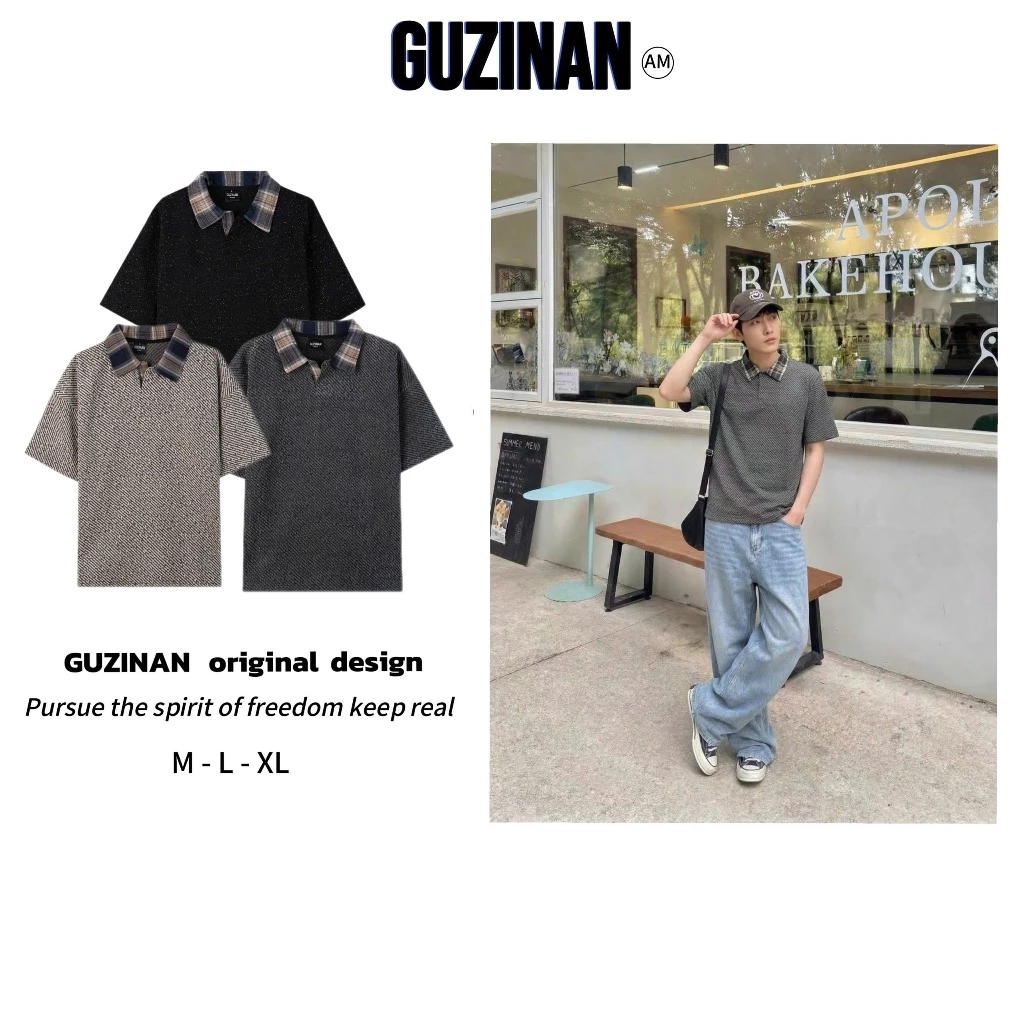 Áo Polo Cổ Bẻ Bling Phủ Kim Tuyến Phối Phong Cách Form Relaxfit Tôn Vai Tôn Dáng By Guzinan APL04