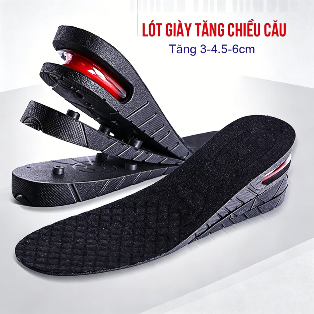 1 Cặp Lót Độn Giày Tăng Chiều Cao Có Đệm Khí Cả Bàn & Nửa Bàn Cao Cấp