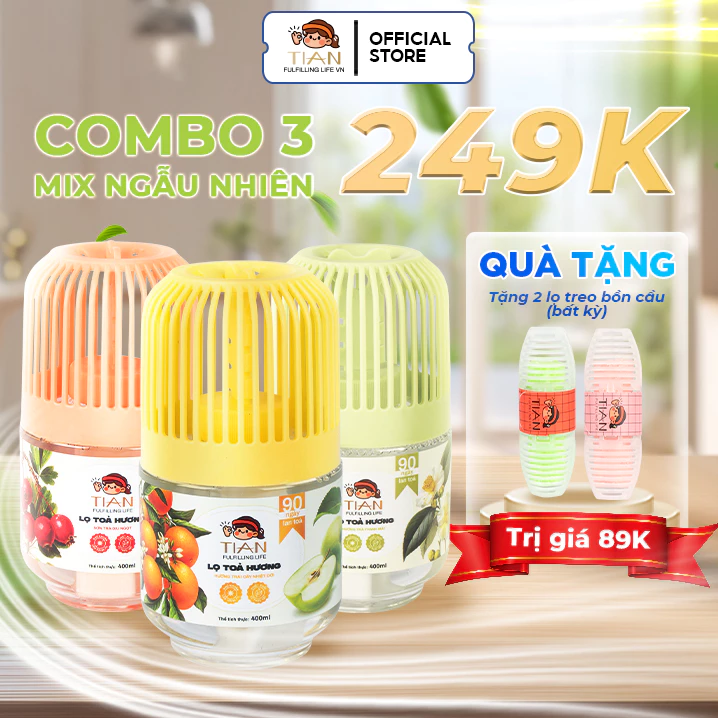 [MUA 3 TẶNG 2] Lọ Tỏa Hương TIAN 400ml – Khử Mùi Chiết Xuất Thực Vật, Hương Thơm Sang Trọng, Điều Chỉnh Độ Tỏa Hương