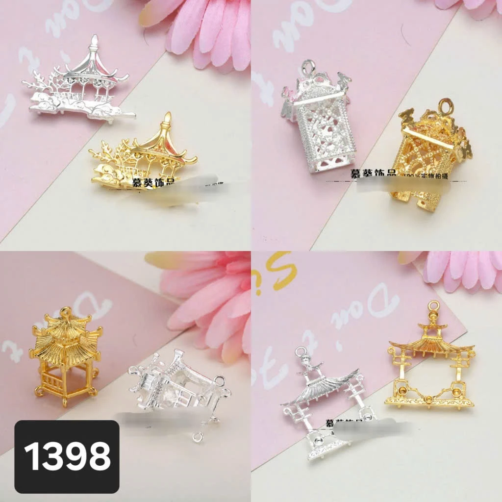 (5 cái)Phiến đúc hình tháp nhiều mẫu, Nguyên liệu làm trang sức cổ trang, Nguyên liệu diy