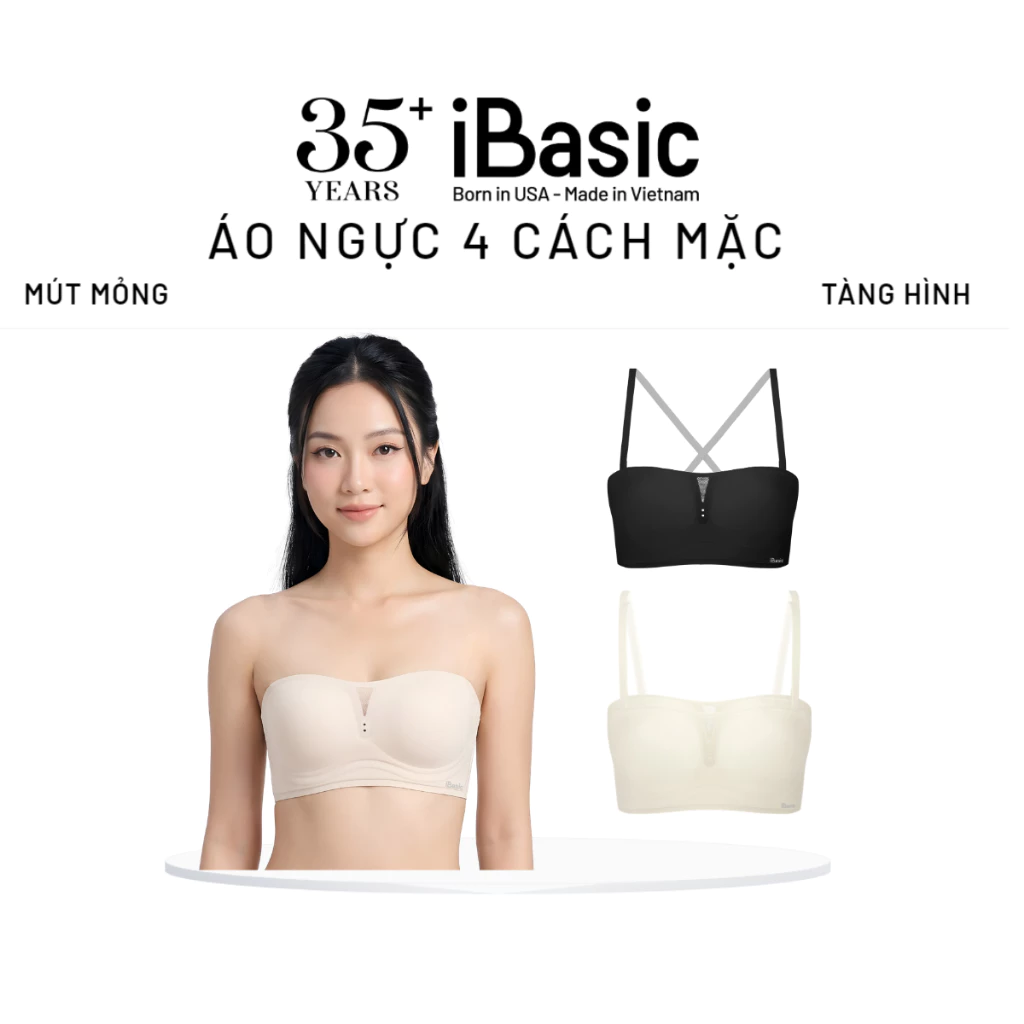 Áo ngực su quây mút mỏng chống tuột Multiway iBasic không gọng cup ngang tặng kèm dây vai trong BRAW093