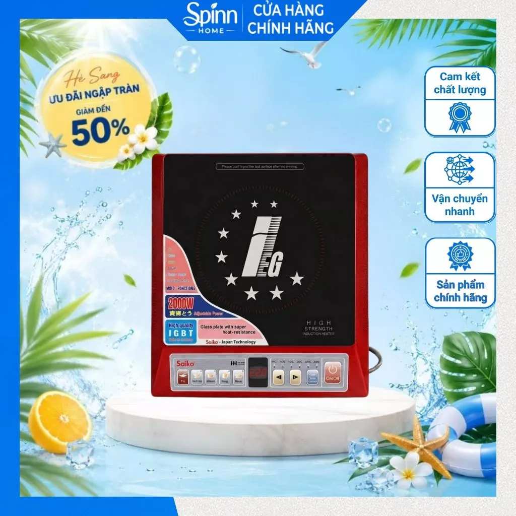 Bếp từ đơn saiko công suất 2000W nấu nhanh, bếp điện từ saiko tiết kiệm điện hàng chính hãng