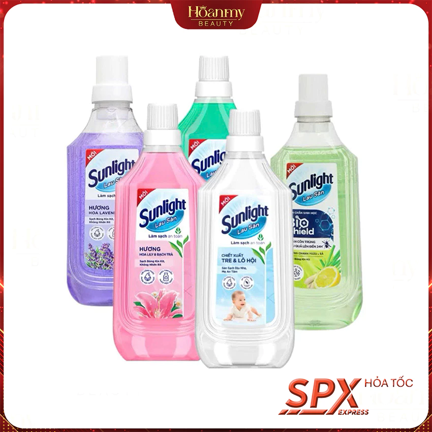 Nước Lau Sàn Sunlight Tinh Dầu Thảo Mộc Sạch Bóng 1L | Hoa Hạ - Bạc Hà | Lily - Bạch Trà | Hoa Lavender