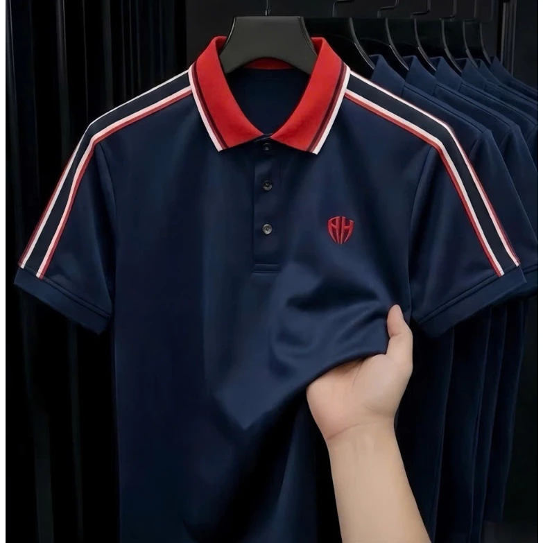 Áo Polo Nam Tay Ngắn Phối Viền Vai Nổi Bật Form Regular Cao Cấp Đứng Dáng Thanh Lịch-AHFASHION