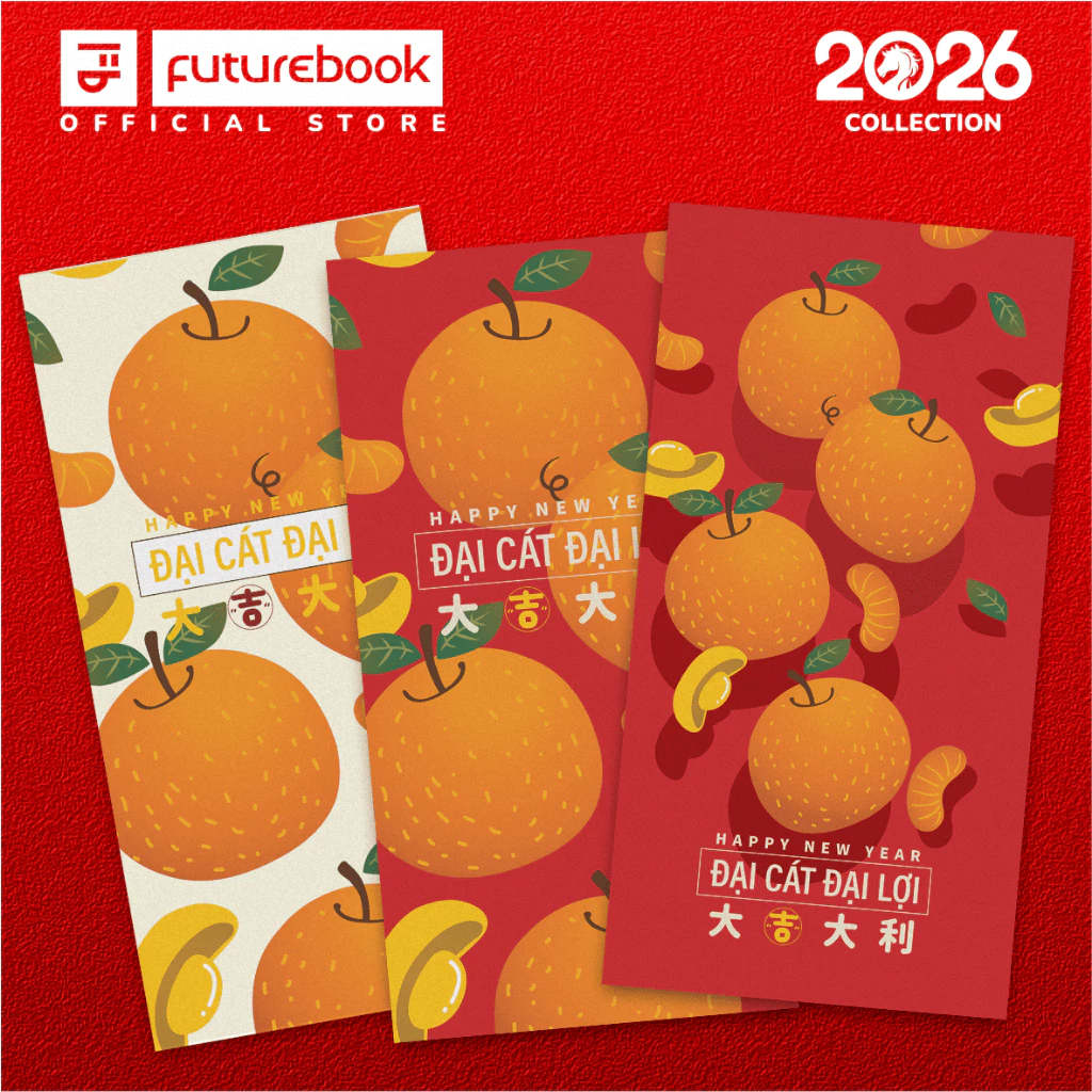 Combo 5+2 Xấp Bao Lì Xì Đại Cát 2026 Bính Ngọ Cao Cấp Thiết Kế Giấy Couche FUTUREBOOK
