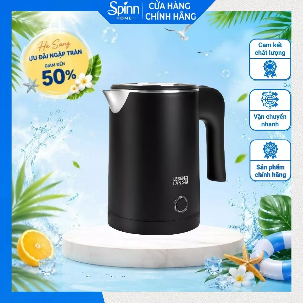Ấm siêu tốc mini lebenlang công suất 600W sôi nhanh , ấm đun nước điện tự ngắt an toàn cho gia đình