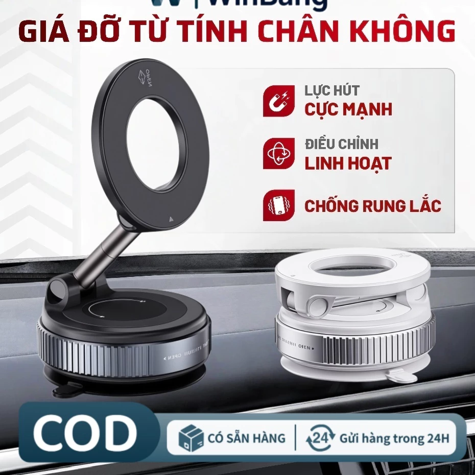 Giá Đỡ Điện Thoại Ô Tô Hút Chân Không & Từ Tính - Xoay 360° Đa Hướng, Chống Rung Vượt Trội _G2