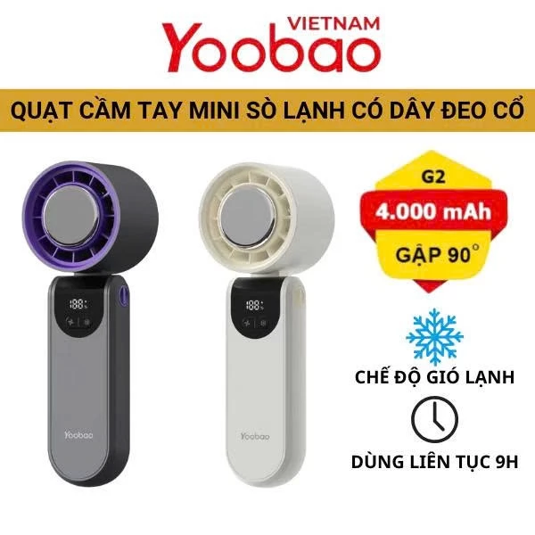 Quạt Mini Cầm Tay Sò lạnh Chính Hãng Yoobao MINI G2 Pin 4000mah