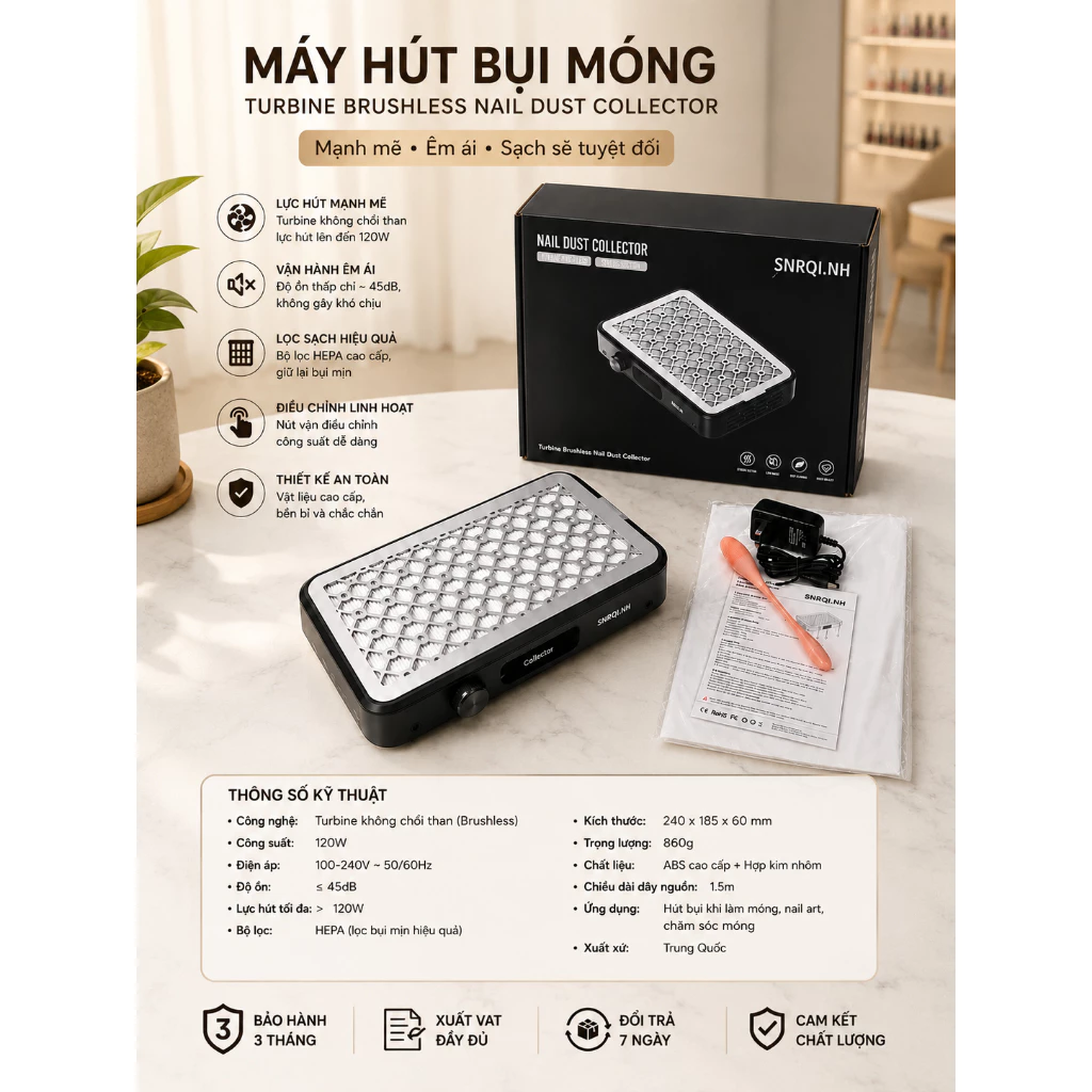 Máy hút bụi đôi 2 quạt SNRQI siêu mỏng để bàn