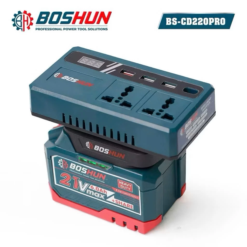 Đế Chuyển Đổi Nguồn Điện 21V-220V Chân Pin M21 Có Đèn Led Kèm 3 Cổng Sạc Nhanh 3.0.