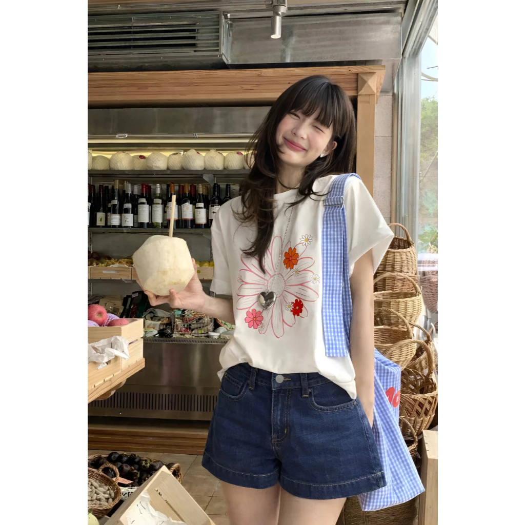 Quần Short Jeans Nữ Cạp Cao Ống Rộng MIAA Chất Jean Dày Dặn Quần Short Denim Trắng Đi Chơi Đi Biển