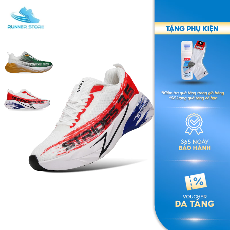 [NEW] Giày Thể Thao Chạy Bộ Nam Nữ GOYA STRIDES 3.5 full màu -  Êm Ái Vượt Trội, Thoáng Khí, Bảo Hành 12 Tháng